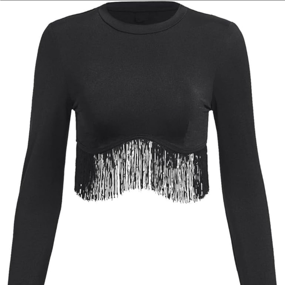 Black Fringe Women's Top